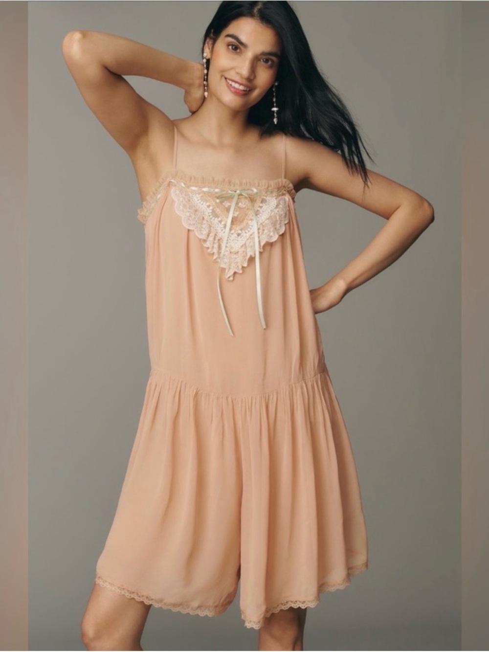 NWT By Anthropologie Lace Square-Neck Romper